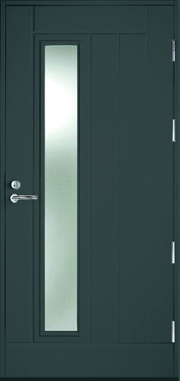Входная финская дверь KASKI Classic Thermo UOL12 со стеклом серая Входная финская дверь KASKI Classic Thermo UOL12 со стеклом серая