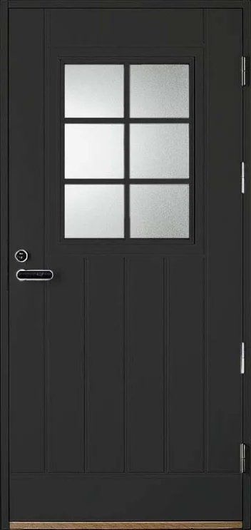 Входная финская дверь KASKI Classic Thermo UOL1 со стеклом серая Входная финская дверь KASKI Classic Thermo UOL1 со стеклом серая