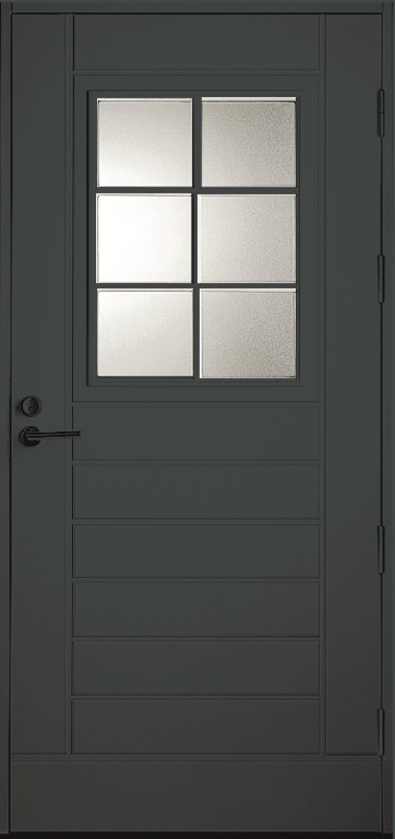 Входная финская дверь KASKI Classic Thermo UOL13 со стеклом серая Входная финская дверь KASKI Classic Thermo UOL13 со стеклом серая