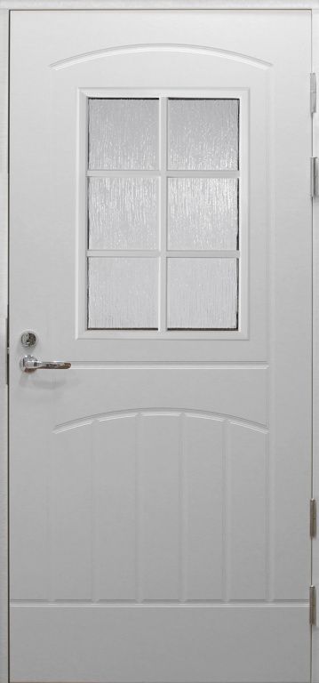 Дверь входная финская (аналог) FD2015 со стеклом белая c замком LC200