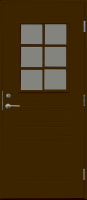 Входная финская дверь KASKI Home Vemdalen со стеклом коричневая