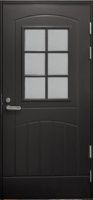 Дверь входная финская (аналог) FD2015 со стеклом темно-серая c замком LC200