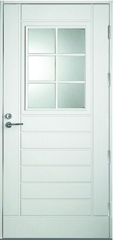 Входная финская дверь KASKI Classic Thermo UOL13 со стеклом белая Входная финская дверь KASKI Classic Thermo UOL13 со стеклом белая