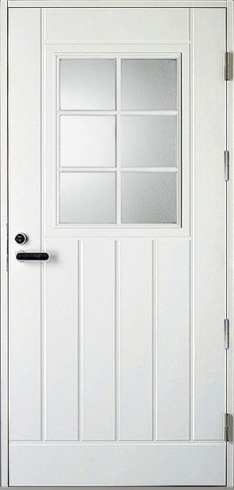 Входная финская дверь KASKI Classic Thermo UOL1 со стеклом белая Входная финская дверь KASKI Classic Thermo UOL1 со стеклом белая