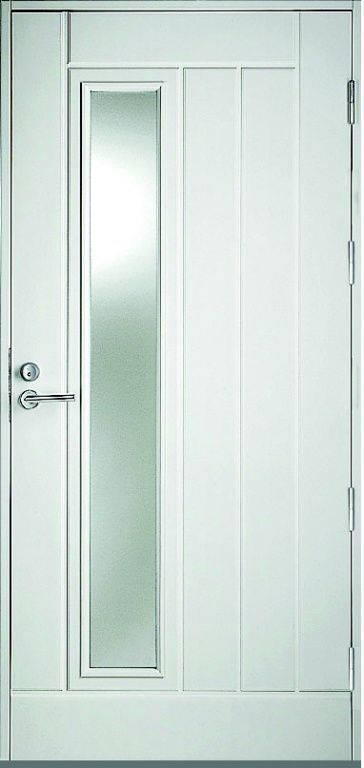 Входная финская дверь KASKI Classic Thermo UOL12 со стеклом белая Входная финская дверь KASKI Classic Thermo UOL12 со стеклом белая