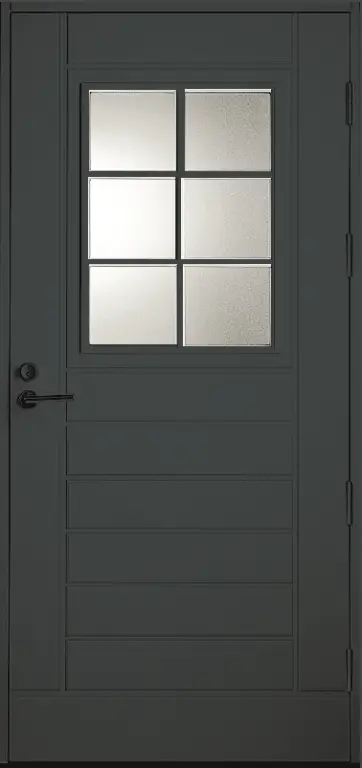 Входная финская дверь KASKI Classic Thermo UOL13 со стеклом серая Входная финская дверь KASKI Classic Thermo UOL13 со стеклом серая