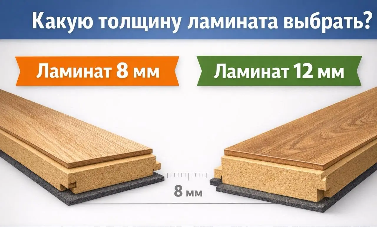 Какую толщину ламината выбрать для квартиры: 8 мм или 12 мм?