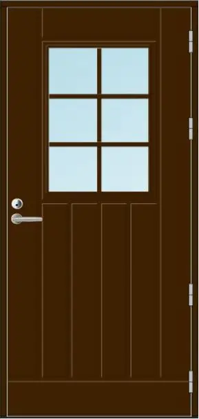 Входная финская дверь KASKI Classic Thermo UOL1 со стеклом коричневая Входная финская дверь KASKI Classic Thermo UOL1 со стеклом коричневая