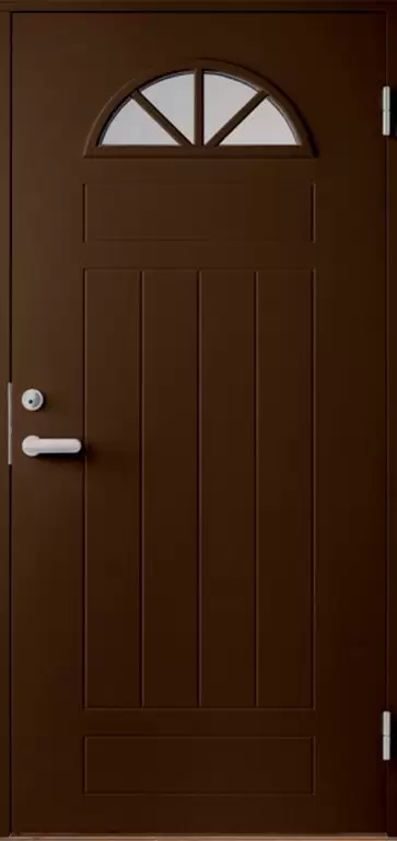 Входная финская дверь JELD-WEN Basic 050 со стеклом коричневая