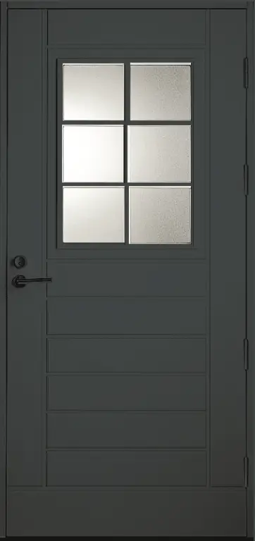 Входная финская дверь KASKI Classic UOL13 со стеклом серая