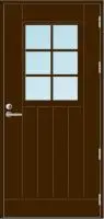Входная финская дверь KASKI Classic Thermo UOL1 со стеклом коричневая