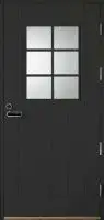 Входная финская дверь KASKI Classic Thermo UOL1 со стеклом серая