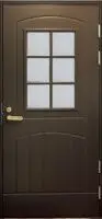 Дверь входная финская (аналог) FD2015 со стеклом коричневая c замком LC200